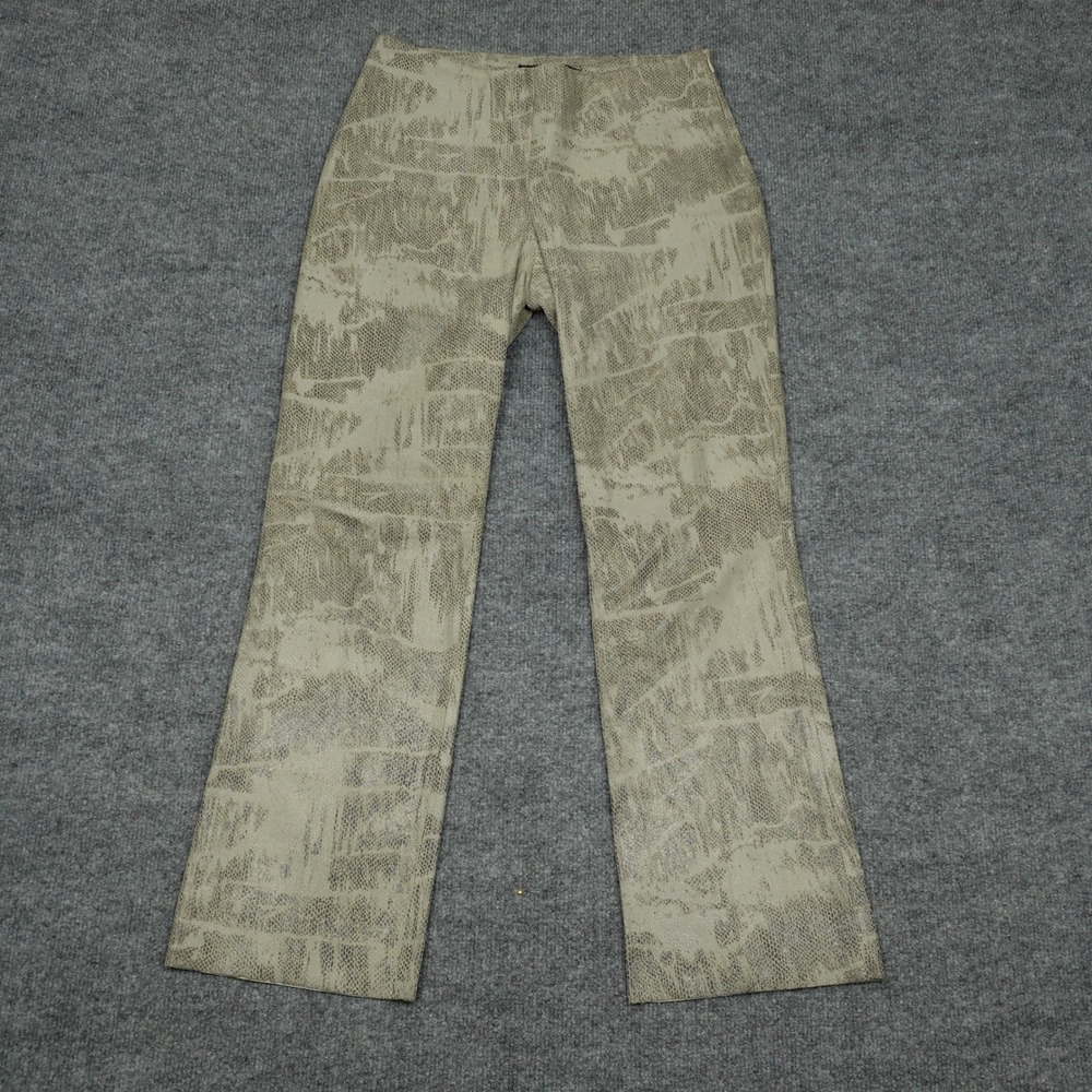 Theory Jeans Womens 6 Beige Snakeskin Print 100% Leather Straight Leg Side Zip